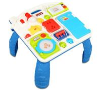 Mostop Home Appliance Busy Board Activity Table, Montessori Learning Table for Toddlers 1-3, Interactive Pretend Play Kitchen Toy with Socket Light Microwave Fridge Washing Machine for Early Education