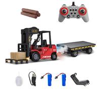 Mostop RC Forklift Age 6+ with Carrier Slab Construction Toy,1/24 Remote Control Forklift Toy with Boxes/Sound and Light Spray,Two Rechargeable Batteries and Charger,Gifts for Boys and Girls (red)