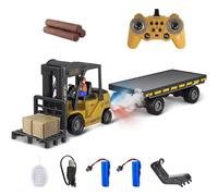 Mostop RC Forklift Age 6+ with Carrier Slab Construction Toy,1/24 Remote Control Forklift Toy with Boxes/Sound and Light Spray,Two Rechargeable Batteries and Charger,Gifts for Boys and Girls