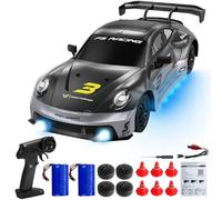 Mostop Remote Control Car 1/16 Scale 4WD RC Drift Car, High Speed Drifting RC Cars with LED Light Spray, 2 Batteries and Extra Tires, Hobby RC Sport Racing Cars Model Vehicle for Kids Adults