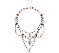 MOSTORY Beaded Crystal Fairy Necklace - Layered Vintage Choker for Renaissance Woodland Fairy Costume Women Renfaire Cosplay, Crystal, No Gemstone