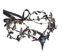 MOSTORY Black Elf Witch Crown - Gothic Crystal Cirlet with Raw Quartz Headband, Dark Raven Headpiece for Women, Witch Cosplay, Renaissance Market, Gothic Wedding, Halloween