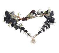 MOSTORY Black Flower Elf Crown - Gothic Floral Circlet for Dark Fairy Accessories Women, Eucalyptus Goth Elven Crown for Renaissance Renfaire Witchcore Aesthetic Cosplay