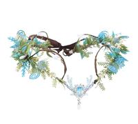 MOSTORY Blue Flower Elf Crown - Woodland Floral Circlet for Fairy Costume Outfit Women, Forest Elf Headpiece for Renaissance Accessories Renfaire Cosplay Fantasy Fairycore