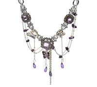 MOSTORY Butterfly Fairy Necklace for Renaissance - Vintage Renfaire Choker for Woodland Fairy Costume Women Retro Cosplay, Crystal Rhinestone, No Gemstone