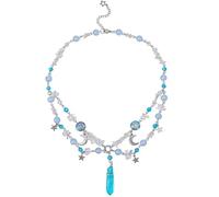 MOSTORY Crystal Fairy Necklace for Women - Raw Quartz Beaded Choker for Renaissance Faire Accessories Cosplay Fairy Outfit, Crystal, No Gemstone