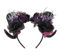 MOSTORY Elf Headdress Crown Devil Horns Headband Fancy Dress Costumes Carnival for Halloween, Devil Horns Headband Gothic Large for Women Costume Accessory