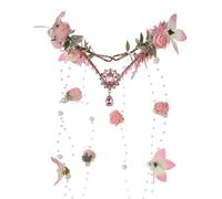 MOSTORY Fairy Flower Crown Headpiece - Floral Elf Crown Woodland Flower Circlet for Women Renaissance Renfaire Halloween, Plastic