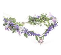 MOSTORY Flower Fairy Crown - Floral Elf Crown with Butterflies for Renaissance Accessories Women Renfaire Cosplay Photoshoot, Purple-green, Adjustable
