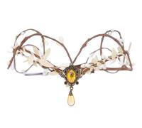 MOSTORY Gold Flower Fairy Crown - Woodland Floral Headpiece for Renaissance Faire Fairycore Outfit, Forest Elf Circlet for Medieval Renfaire Accessories Cosplay
