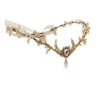 MOSTORY Gold Moon Elf Crown - Fairy Moon Circlet for Renaissance Faire Accessories Women, Floral Elven Tiara for Photo Shoot Faerie Cosplay Aesthetic