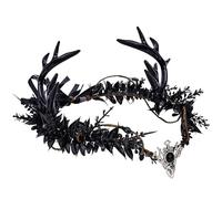 MOSTORY Gothic Antler Crown for Witch Costume Women, Black Deer Antlers Headpiece for Halloween Cosplay Renaissance Goth Accessories