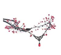 MOSTORY Gothic Beaded Elf Crown, Black Red Elven Circlet for Dark Fairy Accessories Women, Witch Headpiece for Fantasy Cosplay Renaissance Renfaire Vampire Aesthetic