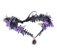MOSTORY Gothic Butterfly Elf Crown - Dark Purple Flower Crown for Witch Accessories Women, Black Fairy Wings Circlet for Renaissance Renfaire Fantasy Cosplay Witchcore Halloween