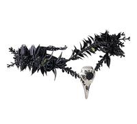 MOSTORY Gothic Flower Crown for Goth Accessories, Black Elf Headdress with crow beak for Halloween Cosplay Renaissance