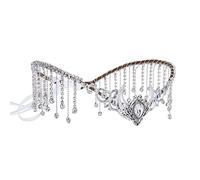 MOSTORY Handmade Silver Viking Crown with Crystal Tassels Celtic Fairy Headpiece Medieval Moon Rhinestone Circlet for Renaissance Fair Wedding Bridal Shower Maternity Shoot Prom Women Womens Costumes