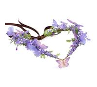 MOSTORY Purple Butterfly Fairy Flower Crown for Women, Woodland Elf Floral Headpiece for Renaissance Photo Shoot