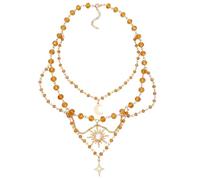 MOSTORY Renaissance Fairy Sun Necklace - Crystal Beaded Renfaire Choker with Moon Star for Women Cosplay Fairy Accessories, Standard, Acrylic Crystal, No Gemstone