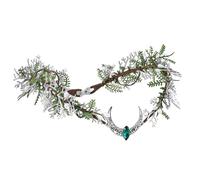 MOSTORY Sliver Moon Elf Crown for Women, Woodland Fairy Headband Flower Circlet for Renaissance Halloween Cosplay