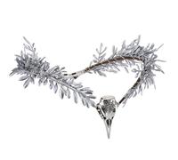 MOSTORY Viking Feather Crown for Renaissance Costume Women, Silver Elf Circlet with Raven for Witch Halloween Renaissance Cosplay