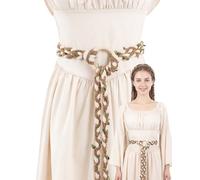 MOSTORY Viking Rope Belt for Fairy Medieval Costume Women, Adjustable 3 Strand Woven White Brown Belt Renaissance Belt Long Waist Belt for Pagans Renaissance Accessories Festivals Fantacy Cosplay