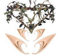 MOSTORY Woodland Fairy Crown with Elf Ears for Women Elf Cosplay Renaissance