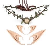 MOSTORY Woodland Moon Forest Headpiece with Elf Ears for Cosplay Women Halloween Festival