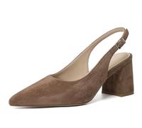 Mostrin Block Slingback Heels for Women Pointed Closed Toe Chunky Heels Office Work Shoes Women's Pumps for Business Casual, Brown Suede, 9 UK