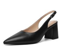 Mostrin Block Slingback Heels for Women Pointed Closed Toe Chunky Heels Office Work Shoes Women's Pumps for Business Casual, Black, 4 UK