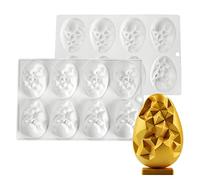 Mostsom 8 Cavity Easter Egg Silicone Mold for Chocolate, Baking Pan for Party Fondant Candy Jelly Dome Mousse Cake Topper Making (E)