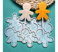 mostsom Cute Gingerbread Man Lollipop Silicone Mold DIY Fondant Mold Chocolate Fudge Mold Baking Utensils 2PCS (L_Gingerbread Man)