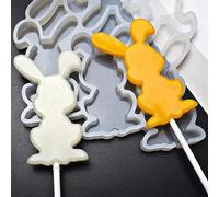 mostsom Lollipop Mold DIY Chocolate Hard Candy Cartoon Animal Silicone Mold Rabbit No Lollipop Stick 2PCS (N_Rabbit)