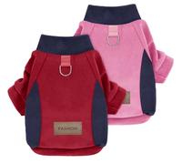 Mosucoirl Dog Fleece Sweater Hoodie Pet Warm Coats Cotton Sweatshirts Winter Clothes Puppy Pullover Jacket Dog Jumpsuit for Small Medium Dogs Cats Teddy Poodle Chihuahua (Red&Pink, XS)