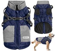 Mosucoirl Warm Dog Coats Pet Clothes, Waterproof Dogs Jacket Reflective Pet Outfits Winter Dog Cold Weather Coat Cozy Snow Jackets Vest for Small Medium Large Dogs Puppy Doggie (NavyBlue, XL)