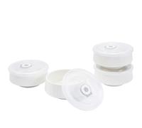 Mosuji 12 oz Set of 4 Oven-Safe Porcelain Ramekins with Lids, Large White Souffle and Creme Brulee Baking Dishes, Ramekin Bowls for Sauce and Dessert