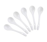 Mosuji 6-Pack Small Porcelain Salt & Spice Spoons, Traditional White Condiment Spoons - 11cm(4.4inch)