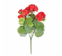 MoSundi 2 Pics Artificial Geranium Silk Flowers Outdoor Red Bush with 10 Flower Heads, Realistic Look for Indoor and Outdoor Decor