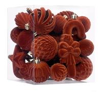 MoSundi 28PCS Christmas Ball Hang Ornaments, Flocked Christmas Balls With Hanging Loops Vintage For Xmas Tree Decor For Home(light brown)