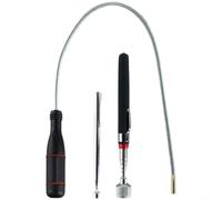 MoSundi 3 Pack Magnetic Pickup Tool Set with Extendable Telescopic Arms, Flexible Bendable Magnet for Hard-to-Reach Areas, Strong 15lb 3.5lb Pick-Up Tools for Automotive Repair, Black