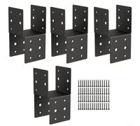 MoSundi 4-Pack for Heavy Duty Steel Post Cap 4x4 Wooden Posts, Black Outdoor Column Cap Brackets Decks Fences Gazebos, Rust Resistant Fence Post Tops