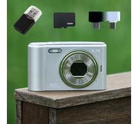 MoSundi 4K Digital Camera 50MP HD Zoom with 2.7K Video, 2.4 Inch IPS Screen, Auto Focus, for Travel and Selfie, Compact Retro Design, Black Silver 32G