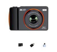 MoSundi 4K Digital Camera 64MP 16x Zoom Autofocus HD Retro Compact Camera with 2.4" IPS Screen, for Travel and Portable Photography Black 32G