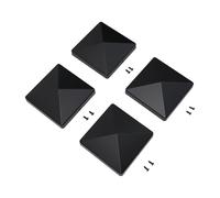 MoSundi 4x4 Inch for Black ABS for Plastic Fence Post Cap Outdoor Wooden Fence, Protects from Weather, to Install with Screws, Set of 4