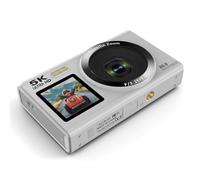 MoSundi 5K Digital Camera with Dual Screen, 80MP Interpolation, 18X Digital Zoom, WiFi Transfer, for Vlogging and Selfies, White White