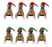 MoSundi 8 Pack for Mini for Santa Hat and Scarf Set, Festive Knit Wine Bottle Covers Christmas Party Decor, Holiday Table Centerpiece Ornaments and Embellishments
