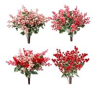 MoSundi 8PCS 17.7in Artificial Holly Berry Branches Realistic for Red