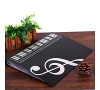 MoSundi A4 Music Score Holder with 40 Pages, Sheet Note File Folder for Piano, Keyboard, Violin, Guitar, Saxophone, Black, White, Blue, Pink Black