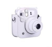 MoSundi Camera Case for Instax for mini 12 and 11 PU Shell Protective Pouch Adjustable Strap Compact Carry Bag for Daily Use Purple Blue Pink Green White(White)