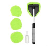 MoSundi Car Window Cleaner Kit with Retractable Handle and Microfiber Pads for Effortless Windshield Cleaning (Green)
