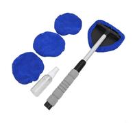 MoSundi Car Window Cleaner Kit with Retractable Handle and Microfiber Pads for Effortless Windshield Cleaning (Blue)